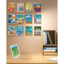 15 Packs Diamond Art Kits For Adults, Small Diamond Painting Projects Full Square Drill Gem Art Kits, DIY 5D Paint With Diamond Dots Crafts With Tools,Sea Beach Wall Decor Gift For Beginners 4x5inch - 海灘 - 查看 3
