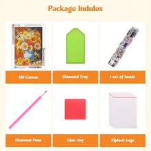 MISCER Flowers Diamond Art Kits For Adults, Vase Diamond Painting Kits For Beginners, 5D Full Drill Round Paint With Diamonds Pictures, Gem Art Painting DIY Crafts Kit Decor 12x16inch - 花-03 - 查看 7
