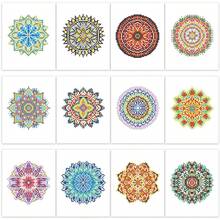 PeakLuv Mandala Small Diamond Painting Kits, 12 Pcs Mini Diamond Art Kits For Adults Beginners, 5D DIY Square Drill Diamond Dots, Quickly Finishable Flowers Gem Art For Home Wall Desktop Decor, 6X7in - MT034 - 查看 1