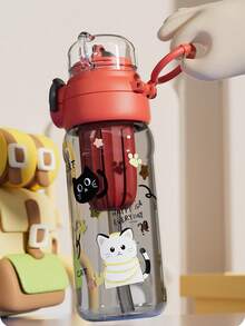 1pc High-Quality Plastic Water Cup, 2026 Summer Dual-Drink New Straw Cup, Cute Portable Space Cup - Multicolor - View 6