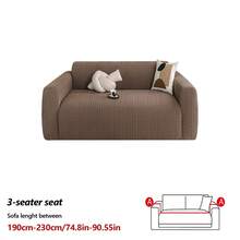 1PC Modern Minimalist Style Wheat Pattern Elastic Fully Enclosed Sofa Cover, All-Season Universal Sherpa Jacquard Pet-Friendly Anti-Dirt Lazy Sofa Protector Slipcover, Machine Washable - Dark Brown - View 17