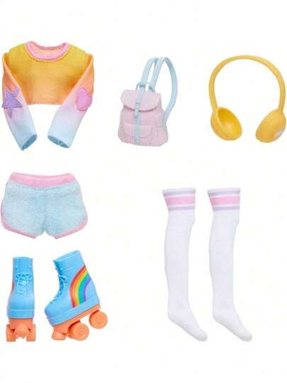 EstiloTendenciaRainbow High Fashion Pack, Skate Social Incluye 1 Traje De Patinaje Completo, Zapatos De Patinaje, Joyas Y Accesorios De Juego. Mezcla Y Combina Para Crear Toneladas De Looks Divertidos. Regalo DeCalidad PremiumVersióN Mejorada