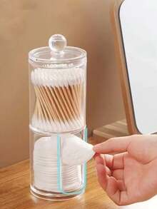 1个透明亚克力浴室棉签牙线收纳罐，棉签整理盒，化妆棉收纳架 - 無色 - 查看 9