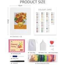 12Pcs Small Diamond Art Kits Small Diamond Painting Kits, Classic Masterpiece Mini Diamond Art Kits For Beginners, Square Drill Mini Gem Painting 1-Hour Painting For Home Desktop Decor, 6X7in - 名畫 - 查看 4