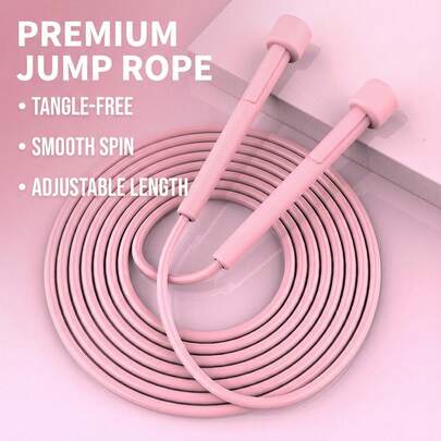1 Pcs Adjustable Speed Jump Rope Tangle-Free Skipping Rope For Women Men And Student Fitness Cardio. Lightweight Pink PVC Exercise Cable For Home Gym Workout Boxing. High Speed Aerobic Training Equipment For Fat Burning.