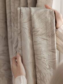 1 件装欧洲雪尼尔提花高档遮光窗帘，适用于豪华客厅、卧室、别墅阳台，高品质遮光窗帘，长 84 英寸 - 米色 - 查看 9