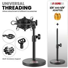 5 Core Mic Stand 2Pc 3 In 1 Desktop Microphone Stands Adjustable Table Microfono Holder W Phone Clamp - 黑色 - 查看 3