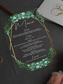 Custom Acrylic Wedding Invitation, Acrylic Invitation, Luxury Invitation, Transparent Invitation, Eucalyptus Themed Invitation, Green Plant Themed Invitation (With Envelope) - Multicolor 03 - View 8