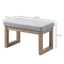 Upholstered Stool With Wooden Legs, Dimensions 68x38x42 Cm, Grey, Ideal For The Living Room, Bedroom, Xuanguan, Etc. - Grey - View 5