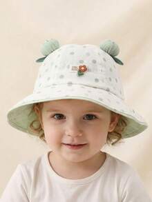 3-8Y Children's Hat Spring New Polka Dot Small Flower Sunshade Bucket Hat Sweet And Cute Baby Girl Outdoor Windproof Bucket Hat - 1PC - View 4