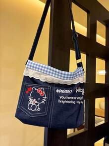 Nova Bolsa de Pelúcia Hello Kitty Sanrio - Bolsa de Telefone Pequena Fofa de Estilo Punk Y2K para Mulheres, Design Único de Bolsa Transversal/Ombro de Estudante, Feita de Tecido de Pelúcia Macio. Design Leve e Portátil, Adequado para Uso Diário, Vida no Campus e Passeios de Lazer. Múltiplas Formas de Usar, Capacidade Suficiente para Telefone e Pequenos Itens. Estética Japonesa na Moda e Adorável, Design de Detalhes Único, Acessório Ideal para Fãs da Sanrio e Meninas. - Multicolorido - Visão 10