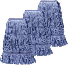 KCarpolyGeneral Cleaning Mop Heavy Duty Commercial Replacement, Heavy Duty Mop Head Commercial Replacement ,Wet Industrial Blue Cotton Looped End String Head Refill (Pack Of 3) Blue - ColorA - 查看 1