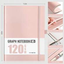 Graph Paper Notebook - Grid Notebook Journal, 120 GSM Thick Graph Paper, Large B5 Notebook 96 Pages, Leather Softcover, For Graphing, Writing, Math, Engineering, 7.6'' X 10'' - Rose Gold - B5-graph-120GSMB5Graph120GSM - View 5