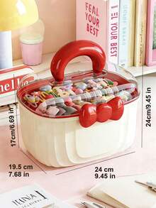 1个大号透明双层收纳盒，带分隔板，便携防尘，适合存放发夹、发带 - 粉色/紫色/红色/蓝色，是送给女性和女孩的理想礼物，适合返校、节日、情人节等场合。 - 彩色 - 查看 17