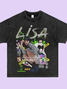 Lisa BLACK1PINK Vintage Wash T-Shirt - màu đen - Xem 1