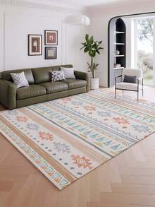 1pc Bohemian Style Large Area Rug, New Faux Wool Washable Bottom Indoor Carpet, Living Room Rug, Sofa Rug, Bedroom Rug, Bedside Anti-Slip Mat, Dining Room Kitchen Rug, Office Chair Pad, Entryway Doormat, Outdoor Picnic Mat, Outdoor Camping Blanket - Multicolor-5 - View 5