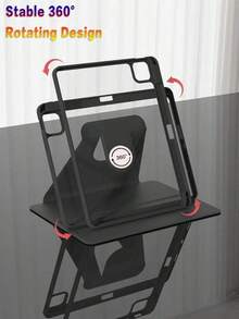 防震旋转 iPad 保护套，带笔槽，自动休眠/唤醒功能，360° 旋转透明后盖，适用于第 11 代（2025 年款，A16 芯片）/第 10 代（2022 年款）11 英寸/10.9 英寸 iPad - 黑色 - 查看 6