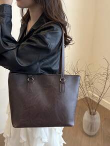 女士日常通勤时尚多功能手提包，女士手提包，优雅女士手提包，时尚女士手提包，大容量手提包 - 棕色 - 查看 4