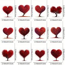 12pcs Types Of Heart Tree Stickers Valentine'S Day Themed Rub Ons UV DTF Transfer Stickers, With Vibrant Heart Tree Designs Art Stickers, Suitable For, Cups, Bottles DIY Furniture, Glass, Glassware, Bottles And Crafts (No Mug Included) - Multicolor - View 3