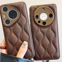 Autumn/Winter 3D Argyle Wave Down Jacket Phone Case Compatible With Huawei Pura50p Phone Case, P60pro Protective Case, Leather M60p New Nova9 Honor Lens Full Coverage M30 Anti-Drop Outer Shell High-End Cute M60 Women Phone Case - Multicolor - View 6