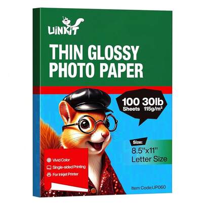 100 Sheets 115gsm Photo Paper 30lb Very Thin Flyer Photo Paper Glossy 8.5x11 Single Side Inkjet Paper DIY Chip Bag Glossy Photos Brochure Paper Picture For Inkjet Printer With Dye Ink