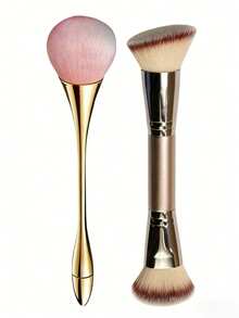 1 Set Of Soft Face Makeup Brushes: Foundation Brush, Concealer Brush, Blush Brush, Contour Brush, Bronzer Brush, Powder Brush - Rose Gold - View 1