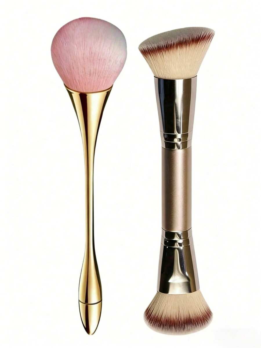 1 Set Of Soft Face Makeup Brushes: Foundation Brush, Concealer Brush, Blush Brush, Contour Brush, Bronzer Brush, Powder Brush - Rose Gold - View 1