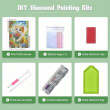 GHHKUD Diamond Painting Kits Kitty For Adults, DIY 5D Cat In Garden Diamond Painting, Full Drill Animals Diamond Art Kits Art Pictures For Relaxation Gifts Home Wall Decor 30x40cm - 貓 - 查看 7