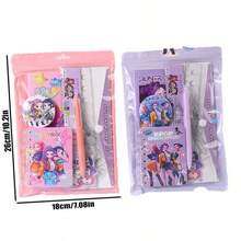 KPOP文具套装，实用文具，适合小学生，可作为学习奖励小礼物或纪念品，套装包含笔记本、圆珠笔、胸针、尺子及其他返校文具。 - 彩色 - 查看 7