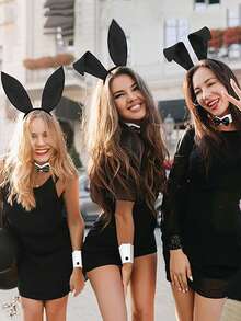 1/5/6 Set Of Women's Easter Bunny Role-Playing Costume Accessories - Rabbit Ear Headbands, Bow Ties, Cuffs, Rabbit Tails, Fishing Net Socks - Women's Style - Suitable For Halloween, Role-Playing Conventions, Theme Parties And Costume Events - Multicolor - View 8