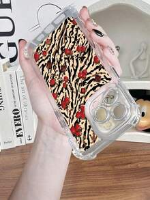 Animal Print Strawberry Pattern Acrylic Phone Case For IPhone 16/15/14/13/12/11/X/XS/XSMAX Cute Protective Cover For Teens Girls - Style1 (1pc) - View 4