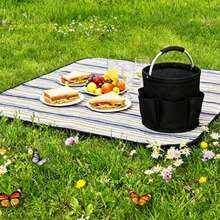 1pc Portable Foldable Picnic Basket With Handle - Durable Material, Suitable For Outdoor Beach, Camping And Home Use, Foldable Waterproof Storage Box, Stable Handle Shopping Basket, Outdoor Camping Picnic Basket, Beach Storage Basket, Portable Foldable Bathroom Toiletry Bag - Multicolor - View 10