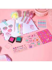 EstiloPowerKing Diario De Gato Para NiñAs Con Cerradura Y Llaves, Set De PapeleríA Para Gatos Con Diario, Sellos, Pegatinas, BolíGrafos, Diario De Gato, Regalo De CumpleañOs Para NiñAs De 4 A 12 AñOsVersióN Mejorada - Gato rosa - Ver 7