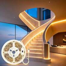 USB供电人体感应灯带，带自动开关功能 - 多彩灯光，适用于万圣节、楼梯、卧室和走廊，无需布线，易于粘贴，内置人体感应器和灯泡