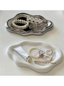 1pc Minimalist Multi-Function Jewelry Storage Tray, Jewelry Tray Storage , Makeup Room Decor, Room Decor - White - View 7