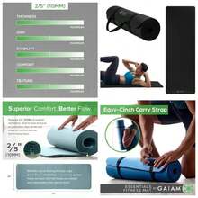 Essentials Thick Yoga Fitness Exercise With Easy - Cinch Yoga Strap, 72 InchLx 24 InchWx 2/5 Inch Thick - Black - View 1