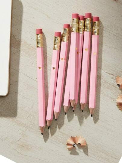 5/10/20/30/50/100 pièces Crayons de golf roses mignons et élégants avec gommes, crayons hexagonaux HB de 4 pouces, convenant pour l'école, les fournitures de bureau, les cadeaux de mariage, la Saint-Valentin, la rentrée scolaire, les cadeaux d'artisanat personnalisés, les amateurs de livres, la série de papeterie amusante