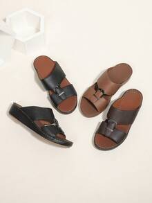 Middle Eastern Style Handmade Lace-Up Unisex Casual Shoes, Patterned Design For Casual, Beach Party, Vacation, Summer - Coffee Brown - View 1