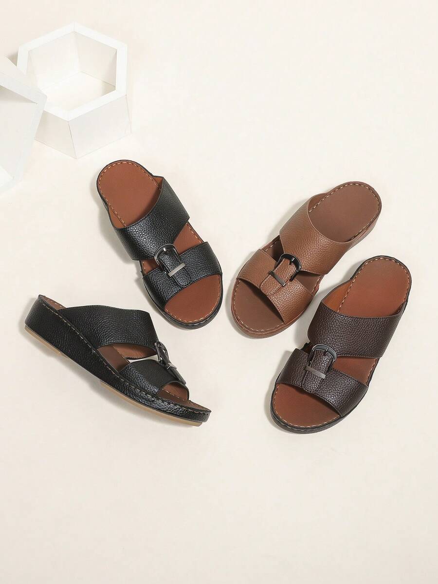 Middle Eastern Style Handmade Lace-Up Unisex Casual Shoes, Patterned Design For Casual, Beach Party, Vacation, Summer - Coffee Brown - View 1