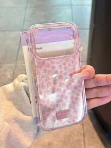 Y2K 可爱彩色涂鸦闪光豹纹手机壳，兼容 17 Pro Max、17 Pro、17、16 Pro Max、16 Pro、16、16 Plus、15 Pro Max、15 Pro、13 Pro Max、14 Pro、12 Pro Max、17 Air、14、13、12、11，韩版防震时尚手机壳 - 粉色 - 查看 4