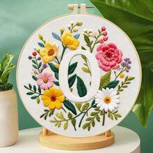 26 Alphabet Floral Cross Stitch Kit - DIY Materials (Including Embroidery Frame, Needles, Threads, Printed Fabric) With Instructions, 11CT Grid 29*29cm Decorative Painting, Home Gift, Beginner Embroidery - Multicolor - View 28