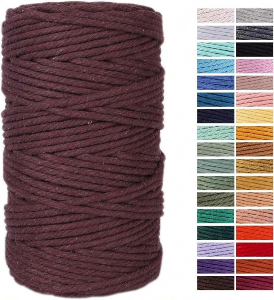 Macrame Cord 4mm X 109Yards 100% Natural Cotton Macrame Rope Cotton Cord For Handmade Macrame Supplies, Wall Hanging, Plant Hangers, Crafts, Knitting, Decorative Projects - ColorH - View 1
