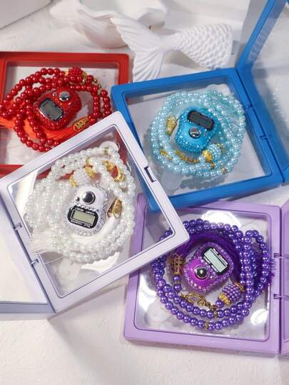 1 pieza Nuevo Juego de Contador de Rosario, Función: Recuento preestablecido hasta 9999, Conveniente, Función de reinicio, Adecuado para Ramadán, Navidad, Halloween, Días festivos, Adoración, Uso doméstico, Alivio del estrés, Ejercicio, Yoga, Recuento de almacén, Contador electrónico, Se puede usar en el dedo para facilitar el funcionamiento. Este producto (ABS) [Fuente de alimentación] (Pila de botón), (Incluye pila de botón instalada)