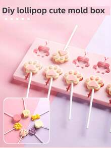 12合1硅胶冰格，带盖，可重复使用，适用于制作巧克力、糖果、蛋糕、果冻、布丁、棒棒糖、甜点、冰块、翻糖、自制冰淇淋，烘焙工具，厨房小工具 - 彩色 - 查看 8