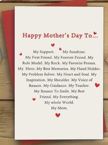 母亲节感恩贺卡，子女送的母亲节礼物，送给母亲的节日快乐贺卡，女儿/儿子送的趣味母亲节礼物 - 彩色 - 查看 1