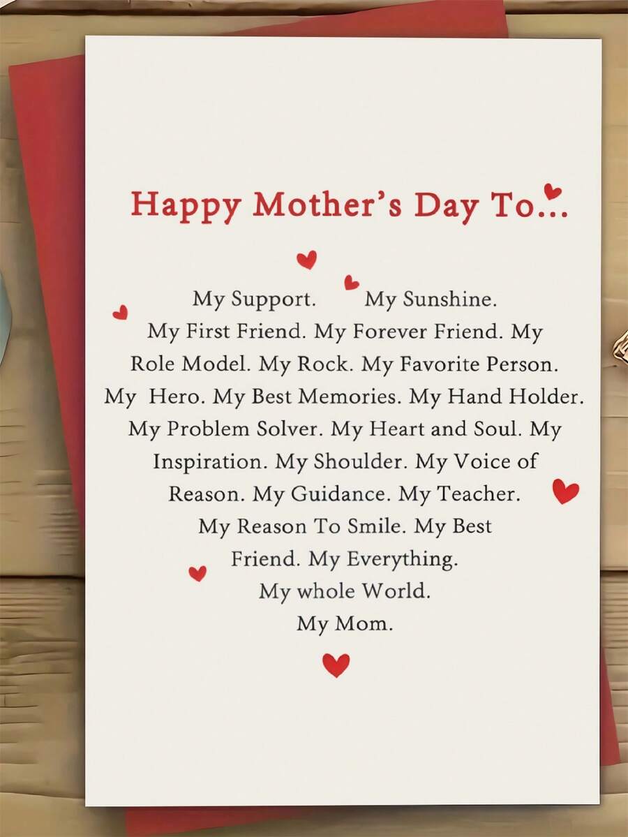 母亲节感恩贺卡，子女送的母亲节礼物，送给母亲的节日快乐贺卡，女儿/儿子送的趣味母亲节礼物 - 彩色 - 查看 1