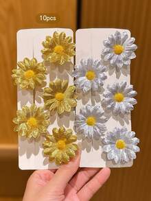 10pcs Cute Sunflower Hair Clips, Suitable For Daily Use, Claw Clips, Hair Slide, Hair Barrettes - Multicolor - View 6