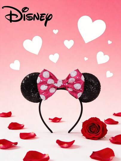 Disney Minnie Mouse öronhårband med paljetter, lämpligt för Halloween och julkostymer. Detta musöronhårband är unisex och lämpligt för par, perfekt dekorativt hårband/håraccessoar för prinsesscosplay, födelsedagsfirande och julfest.