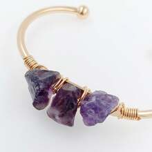 Purple Crystal Cuff Bracelet - Copper Stone Bangle Bracelet For Women - 1 - View 3