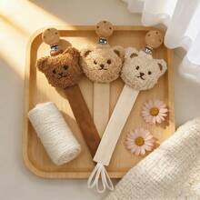 Teddy Bear Pacifier Clip, Fabric Pacifier Clip, Pacifier Holder, Teddy Bear Plush Design, Essential For Outings - Multicolor - View 2